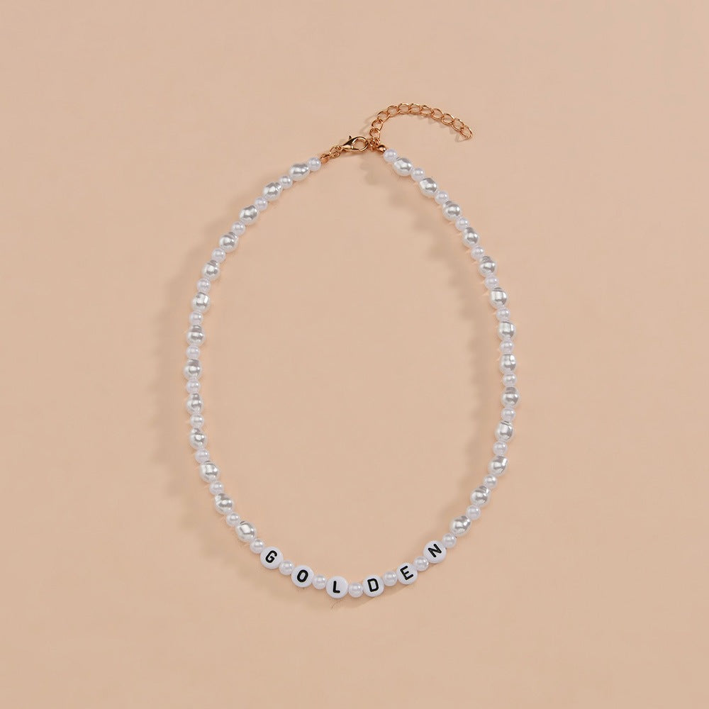 Women's Personalized Simple English Letter Beaded Pearl Necklaces