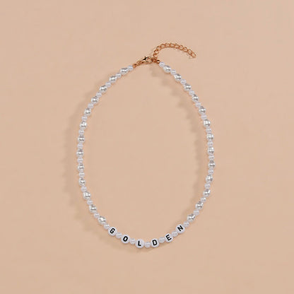 Women's Personalized Simple English Letter Beaded Pearl Necklaces