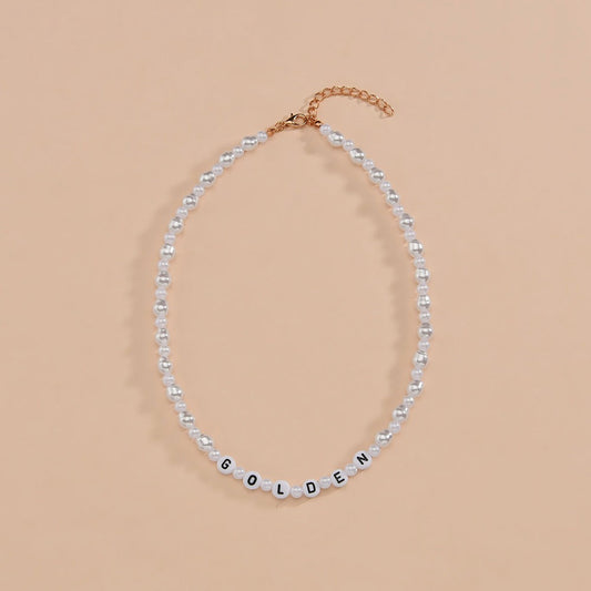 Women's Personalized Simple English Letter Beaded Pearl Necklaces