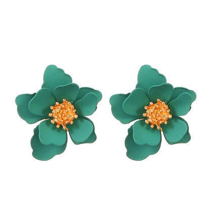 Colored Frosted Flower Mori Sweet Petal Earrings