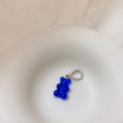 Transparent Bear Metal Smiley Pendant Female Necklaces