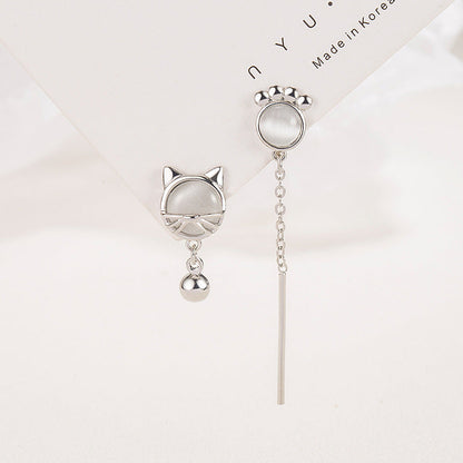 Women's Cat's Paw Simple Cute Design Opal Earrings