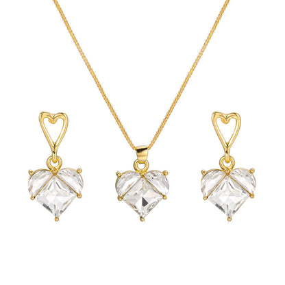 Pink Love Heart And Suite Peach Necklaces