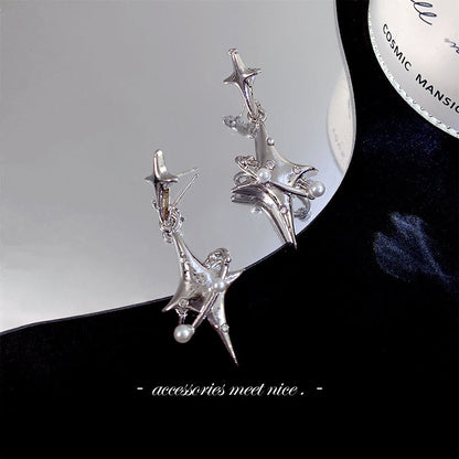 Women's Drop Zircon Tassel Chain Niche Design Earrings