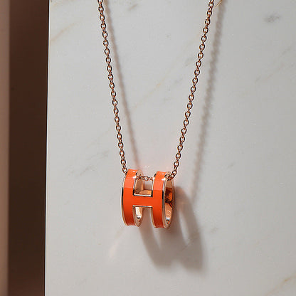 Version Clavicle Chain Enamel Letter Female Oval Rose Gold Necklaces