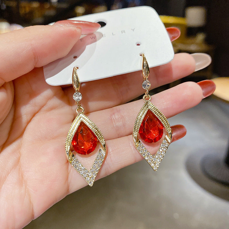 Korean Style Trendy Blue Diamond Ear Hook Earrings