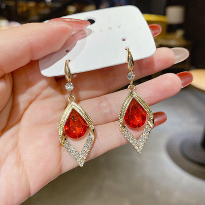 Korean Style Trendy Blue Diamond Ear Hook Earrings