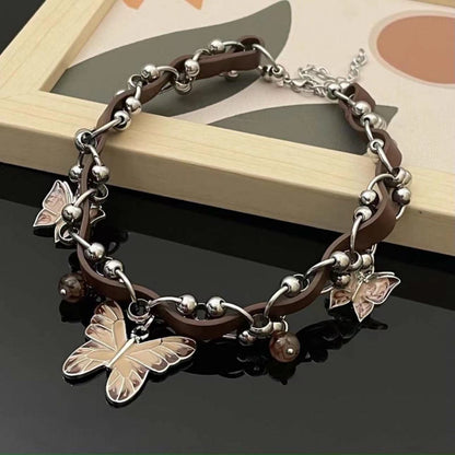 Pendant Niche Leather Interspersed Design Sense Personalized Necklaces