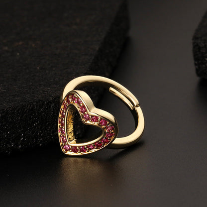 Luxury Personalized Niche Design Colorful Heart-shaped Rings