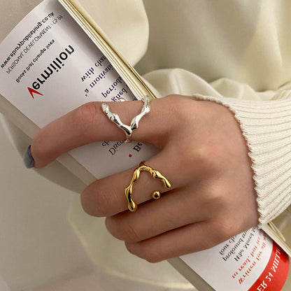 Style Fashion Design Geometric Texture Female Rings