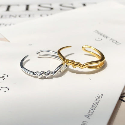 Sier Winding Spiral Female Design Minimalist Irregular Geometric Open Rings