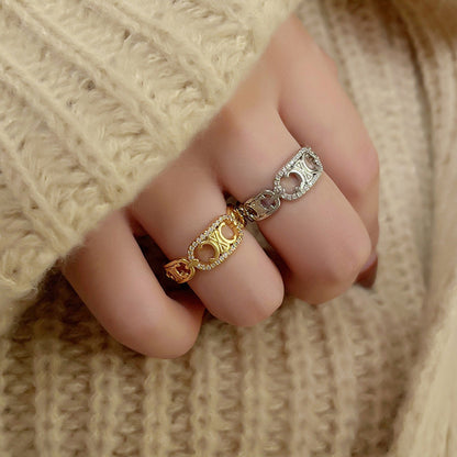 Diamond Female Light Luxury Hollow Open-end Rings