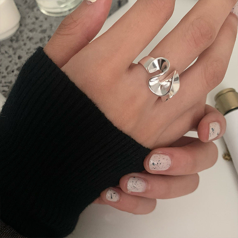 Design Sterling Sier Lotus Leaf Wave Female Rings