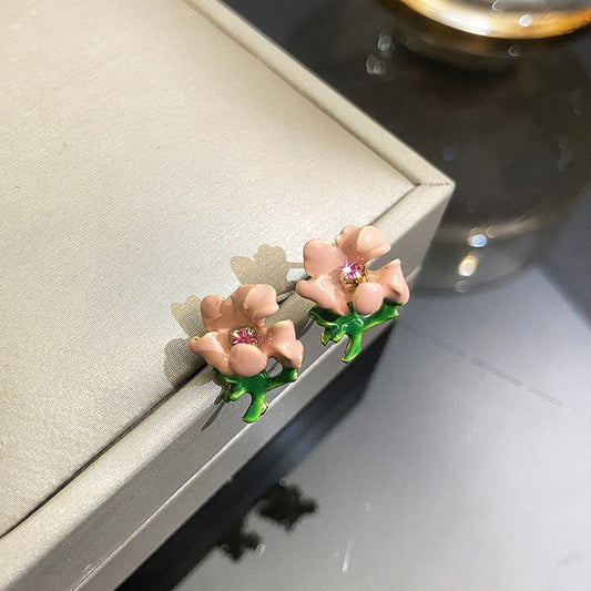 Women's Needle Fashion Small Fresh Diamond Glaze Earrings