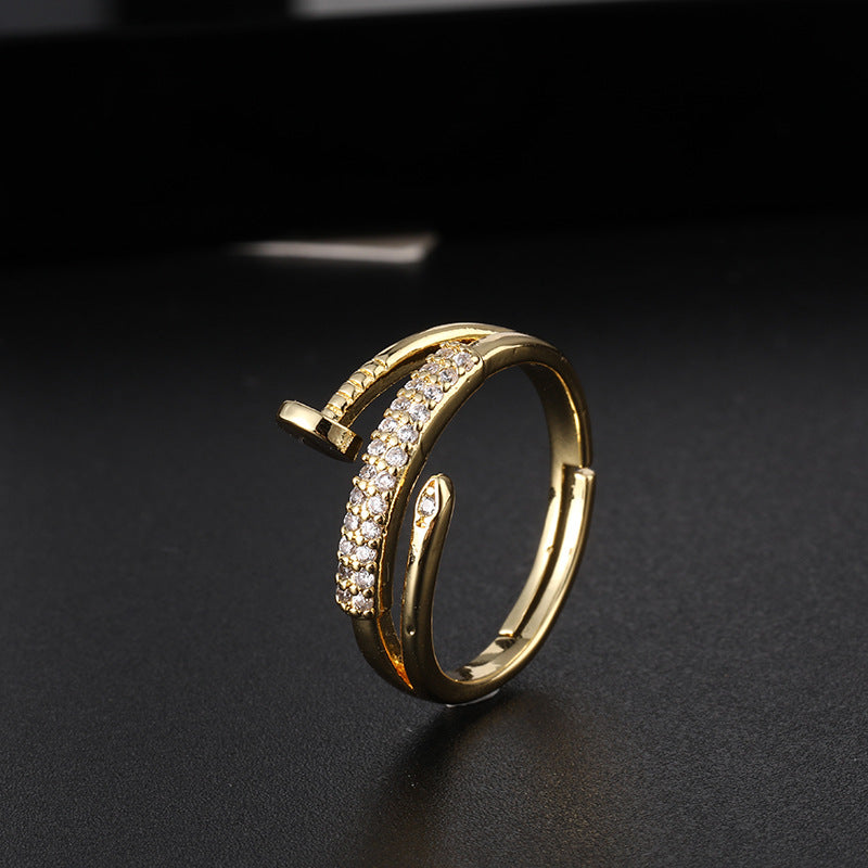 Niche Design Simple Zircon Nail Personalized Rings