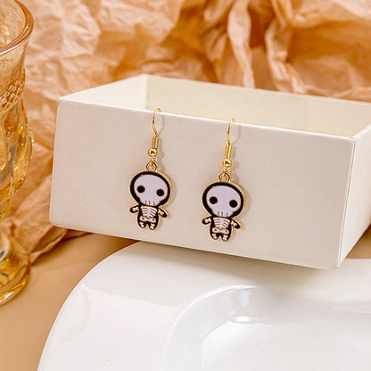Halloween Bat Pumpkin Funny Horror Skull Eye Beads Earrings