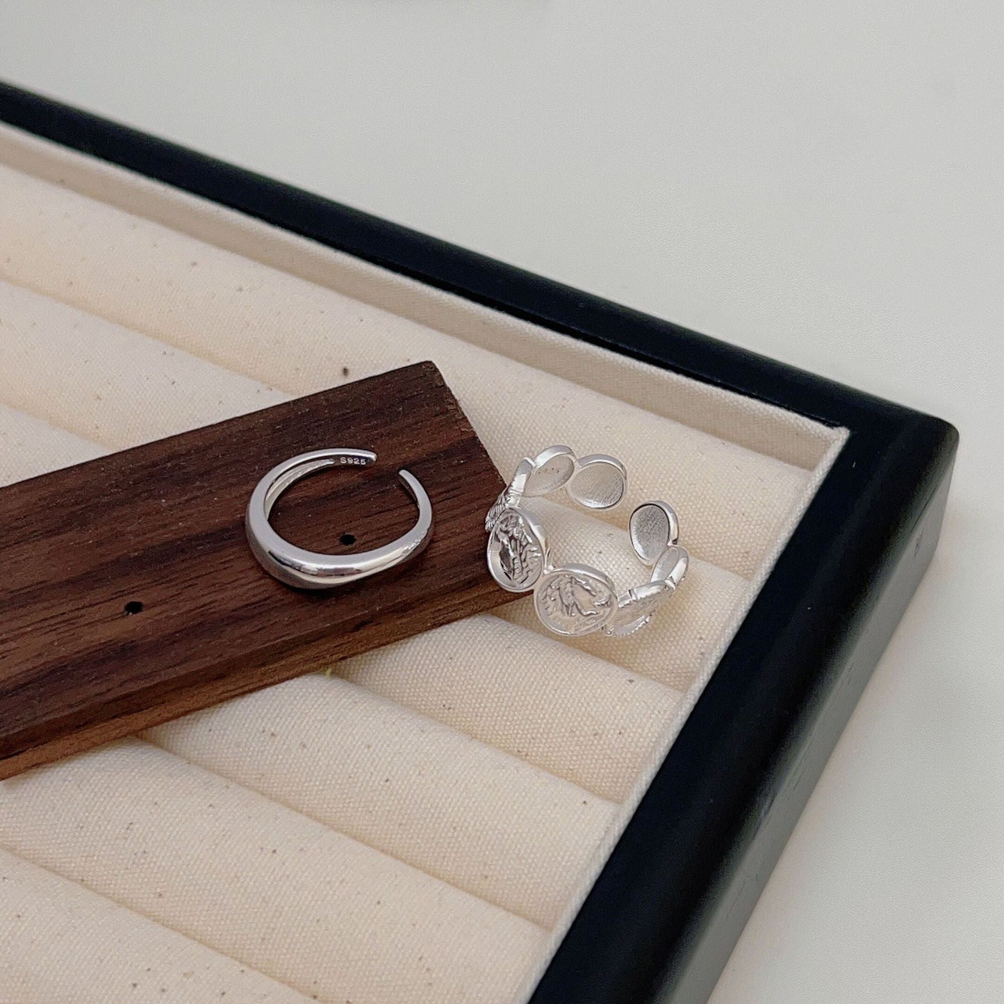 Women's Sterling Sier Opening Adjustable Simple Advanced Rings