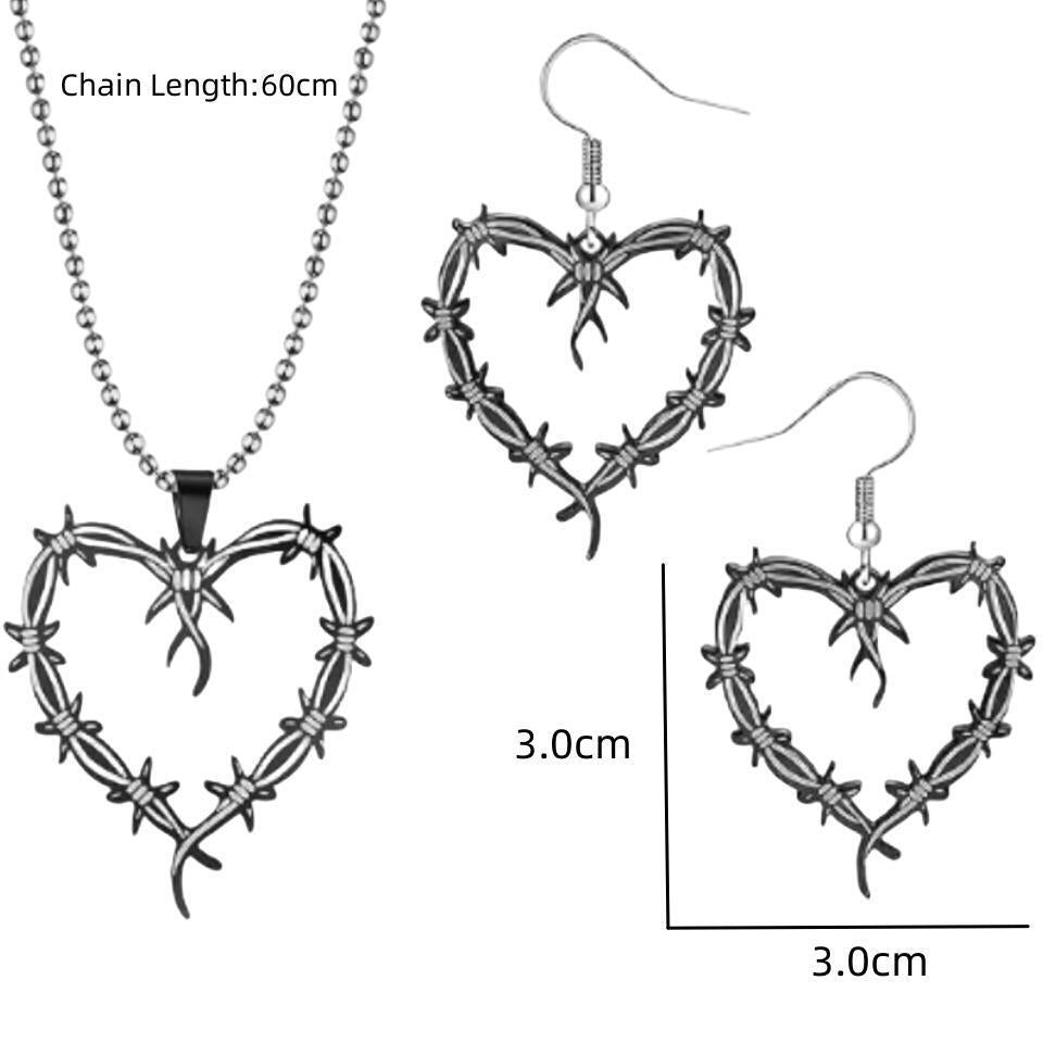Fashion Gothic Sier Heart-shaped And Set Necklaces