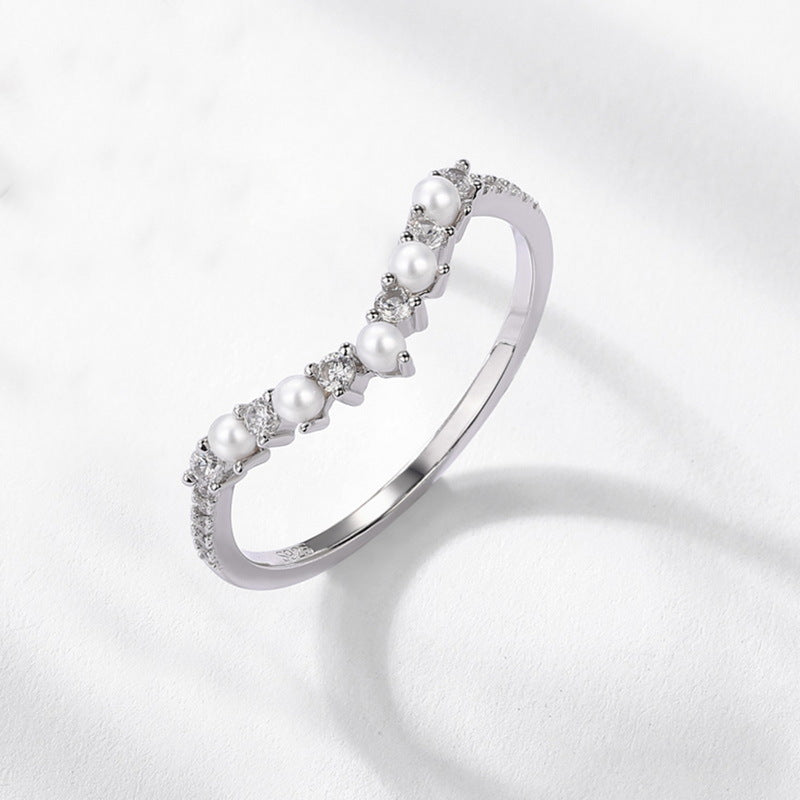 Alexander Stone Sterling Sier Inlaid Freshwater Pearl Rings