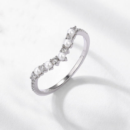 Alexander Stone Sterling Sier Inlaid Freshwater Pearl Rings