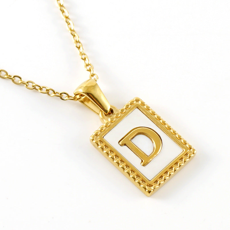 Gold Stainless Steel Shell Letter Female Titanium Pendant Necklaces