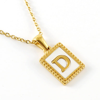 Gold Stainless Steel Shell Letter Female Titanium Pendant Necklaces