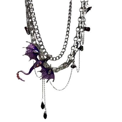 Design Exaggerated Personalized Niche Flying Dragon Zircon Clavicle Chain Necklaces