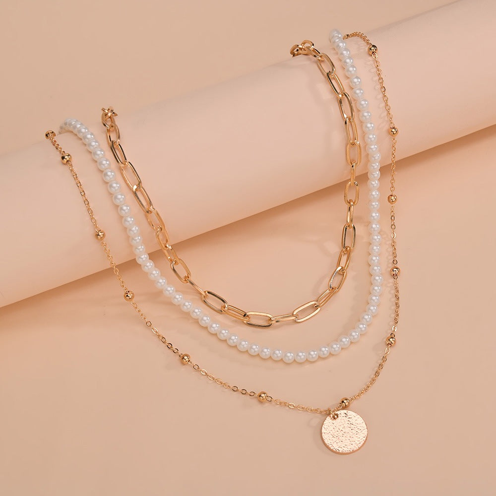 Exaggerated Personalized Clip Type Chain Pearl Necklaces