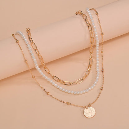 Exaggerated Personalized Clip Type Chain Pearl Necklaces
