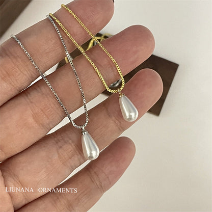 Women's Cold Style Water Drop Pendant Temperament Wild Niche Gold Necklaces