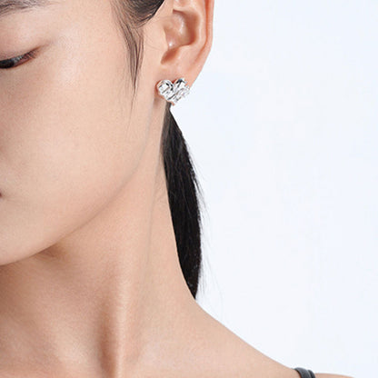 Women's Sier Needle Heart Water Drops For Retro Fashion Elegance Earrings