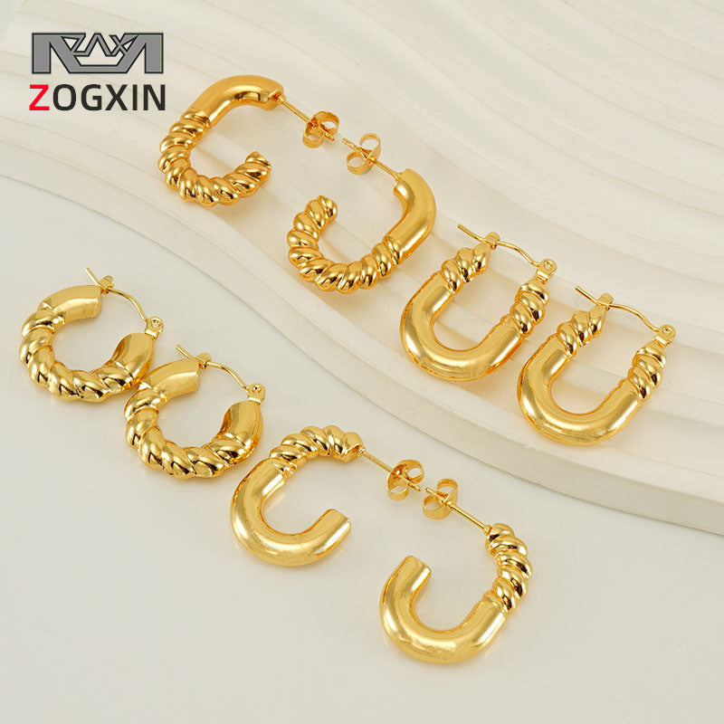 Stainless Steel Gold-plated Retro Personalized High-grade Earrings