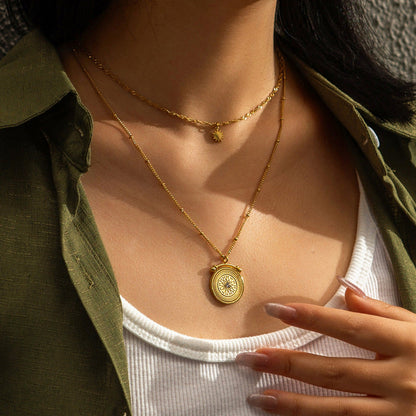 Women's Steel Mango Diamond Round For Design Twin Necklaces