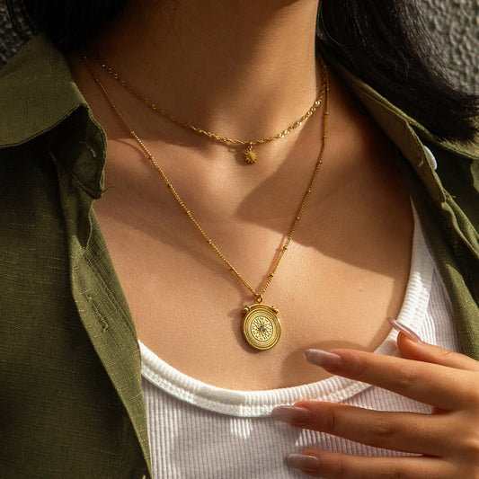 Women's Steel Mango Diamond Round For Design Twin Necklaces