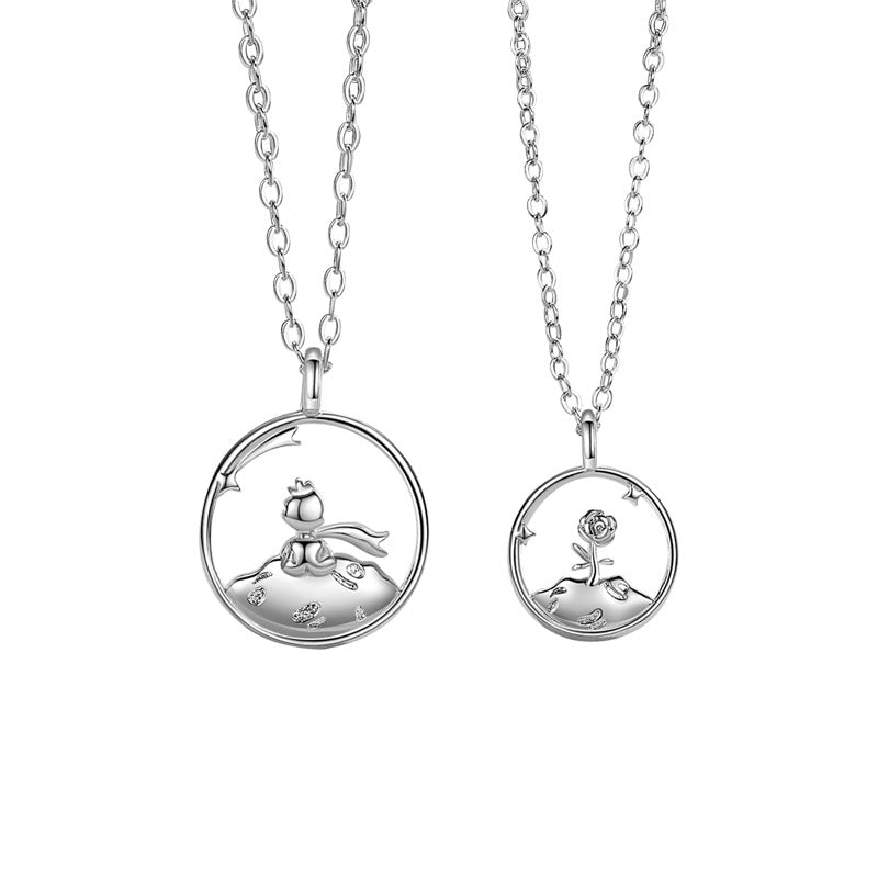 Women's & Men's & And Rose Couple One Pair Valentine's Necklaces