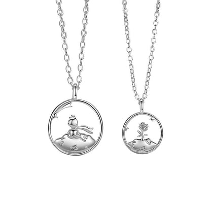 Women's & Men's & And Rose Couple One Pair Valentine's Necklaces