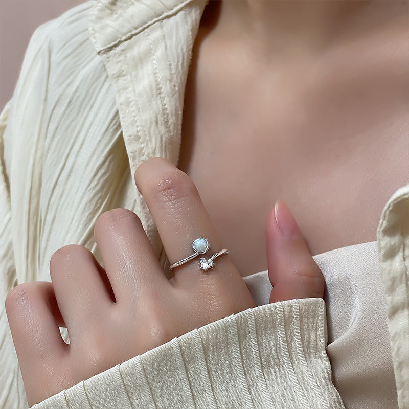 Imitation Opal Stone Female Synthetic Planet Rings