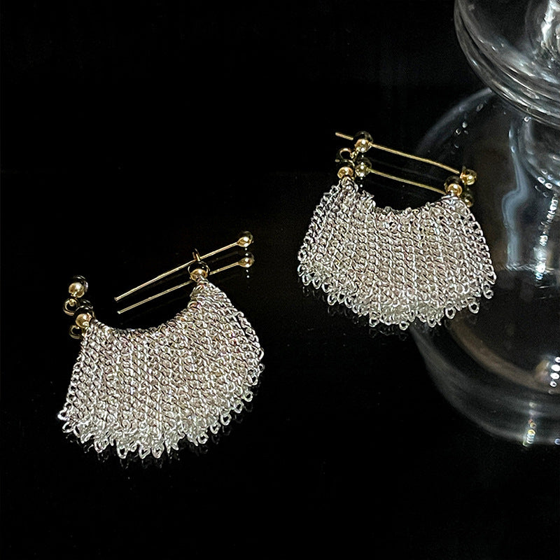 Waterfall Tassel Female Light Luxury Minority Design High Earrings