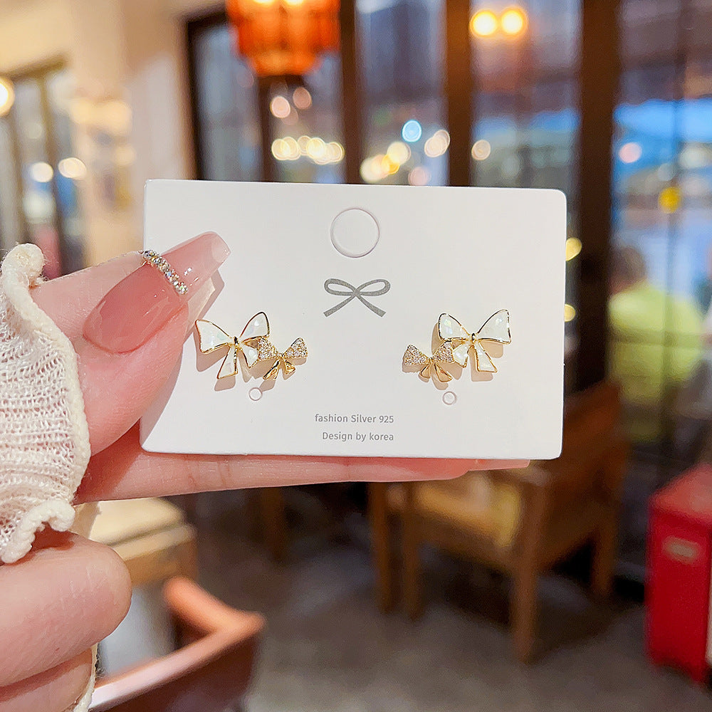 Needle Elegant Zircon Butterfly Female Summer Niche Earrings