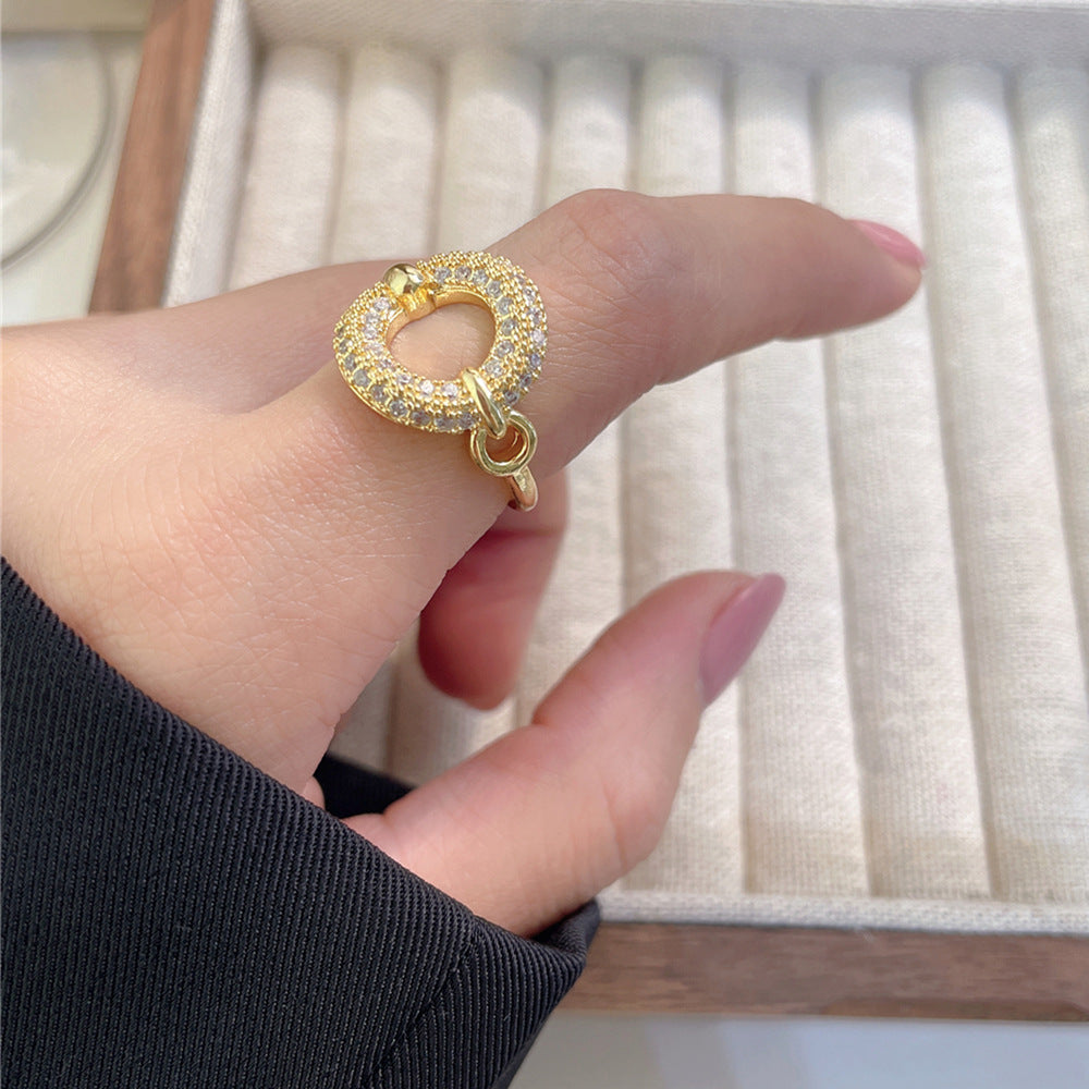 Women's Luxury Fashion Opening Zircon Adjustable Gold Rings