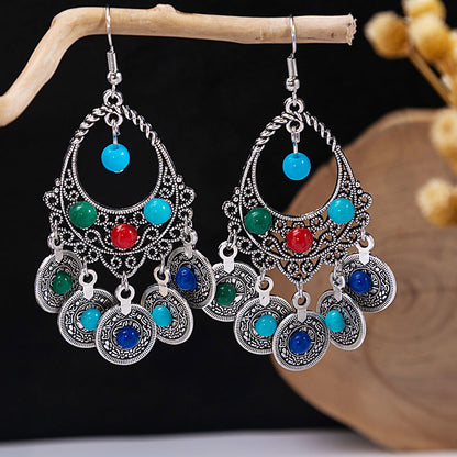 Tassel Turquoise Retro Minority Ethnic Style Earrings