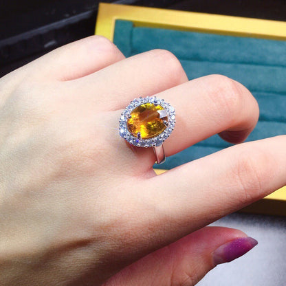 Women's Live Simulation Citrine Full Diamond Temperament Rings