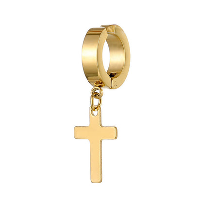 Cross Round Hip Hop Punk Polished Earrings