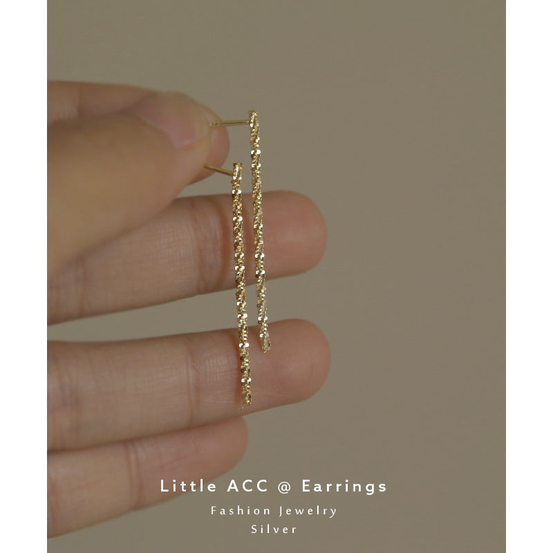 Women's Sparkling Hanging Sterling Sier Gold Plated Earrings