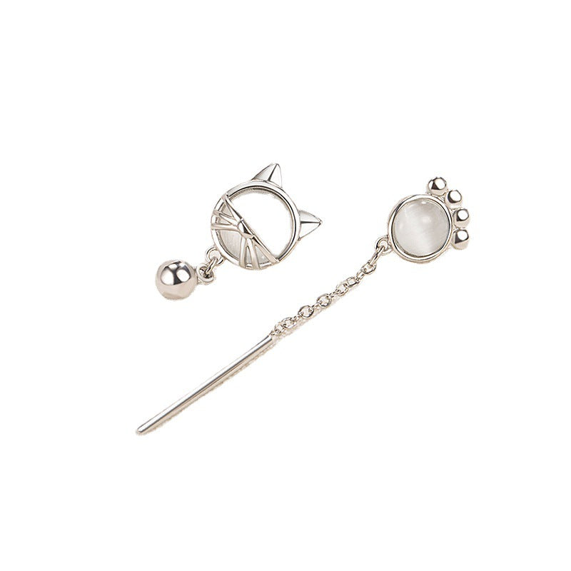Women's Cat's Paw Simple Cute Design Opal Earrings