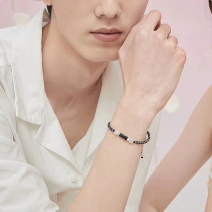 High Rise Natural Black Agate Bamboo Handmade Bracelets