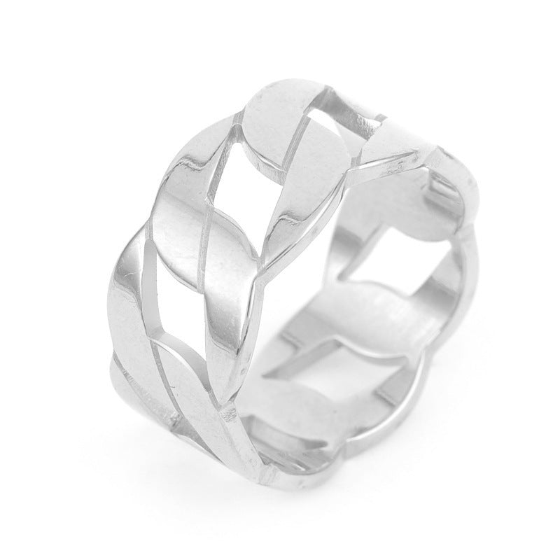 Women's Titanium Steel Thick Chain Cut Hollow Rings