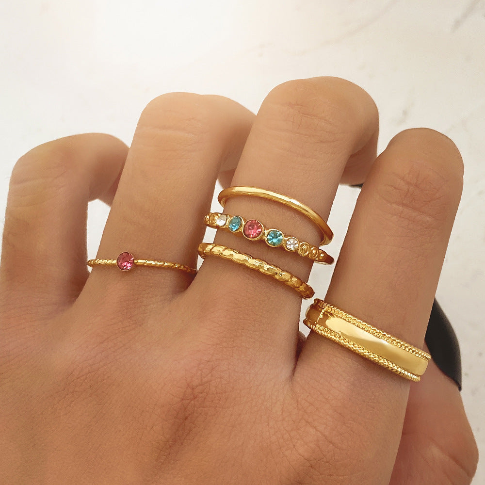 Inlaid Color Inspheration Alloy Set Creative Rings
