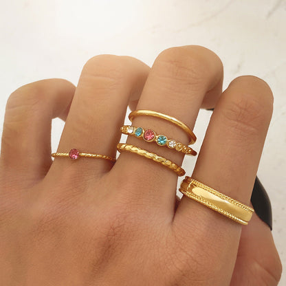 Inlaid Color Inspheration Alloy Set Creative Rings