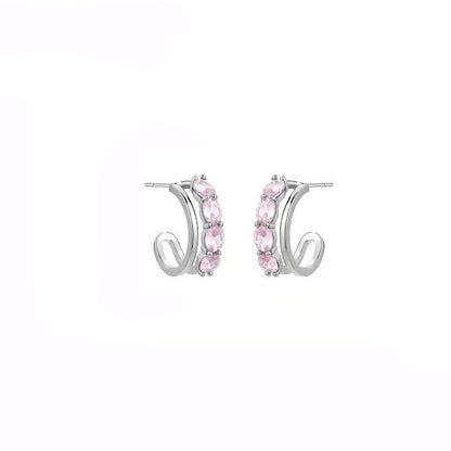 Women's Sweet Cool Pink Zircon Niche Design High-grade Earrings